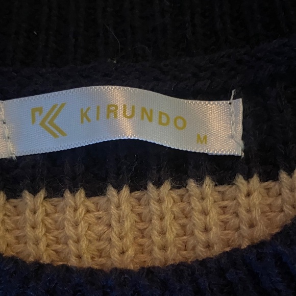 Striped Crewneck Sweater - Navy, Orange, Cream - Picture 2 of 3